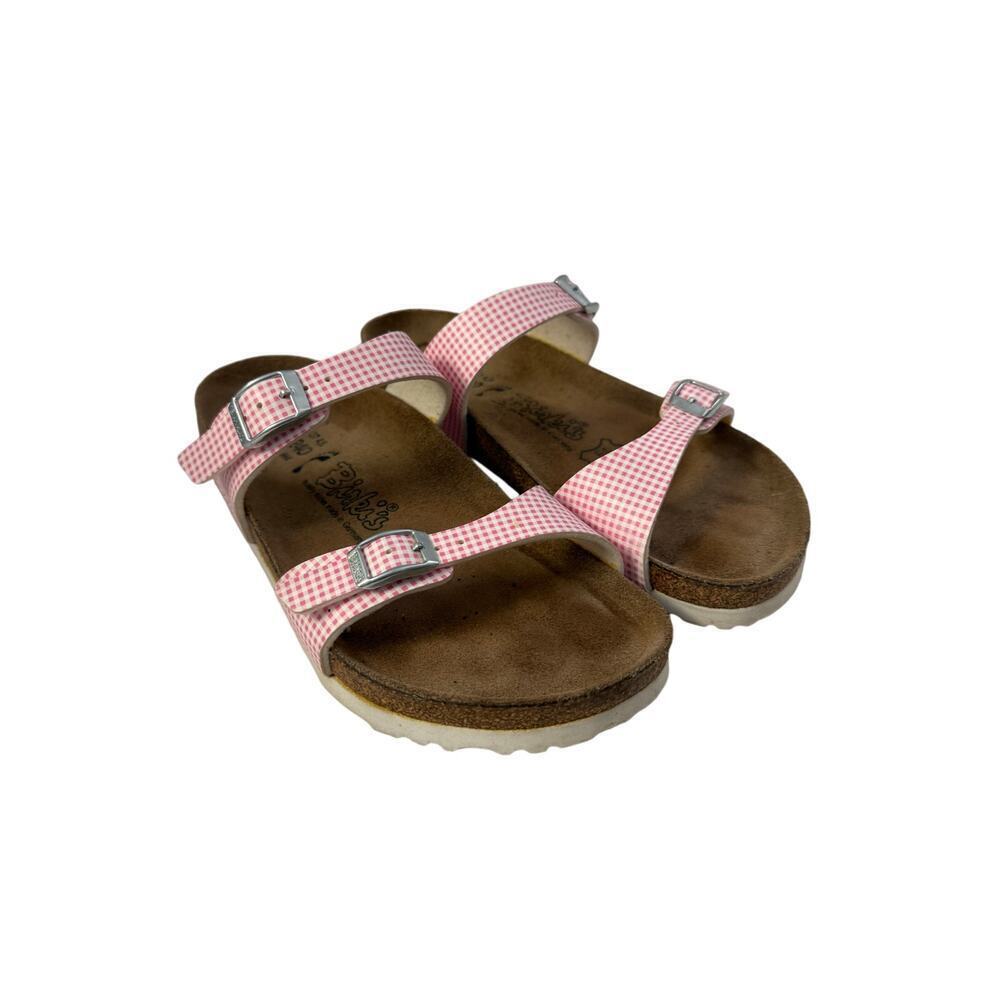 Birkenstock Birkis White Pink Gingham Plaid Sandals Sz 37/6 GS